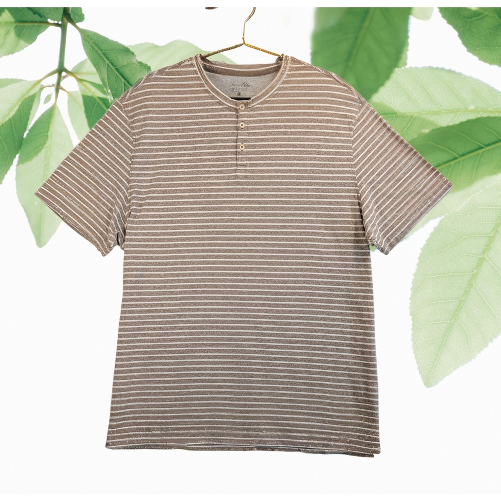 Tasso Ella XXL Mens Striped Henley Shirt Short Sleeve Cotton UPF Sun Protection